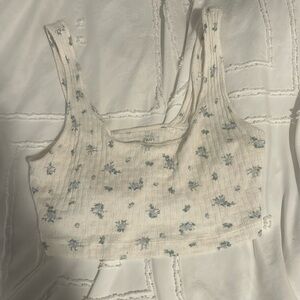 white floral american eagle top